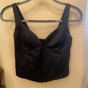 JASON WU Women Black Satin Corset Bustier Sleeveless Crop Top Size Small